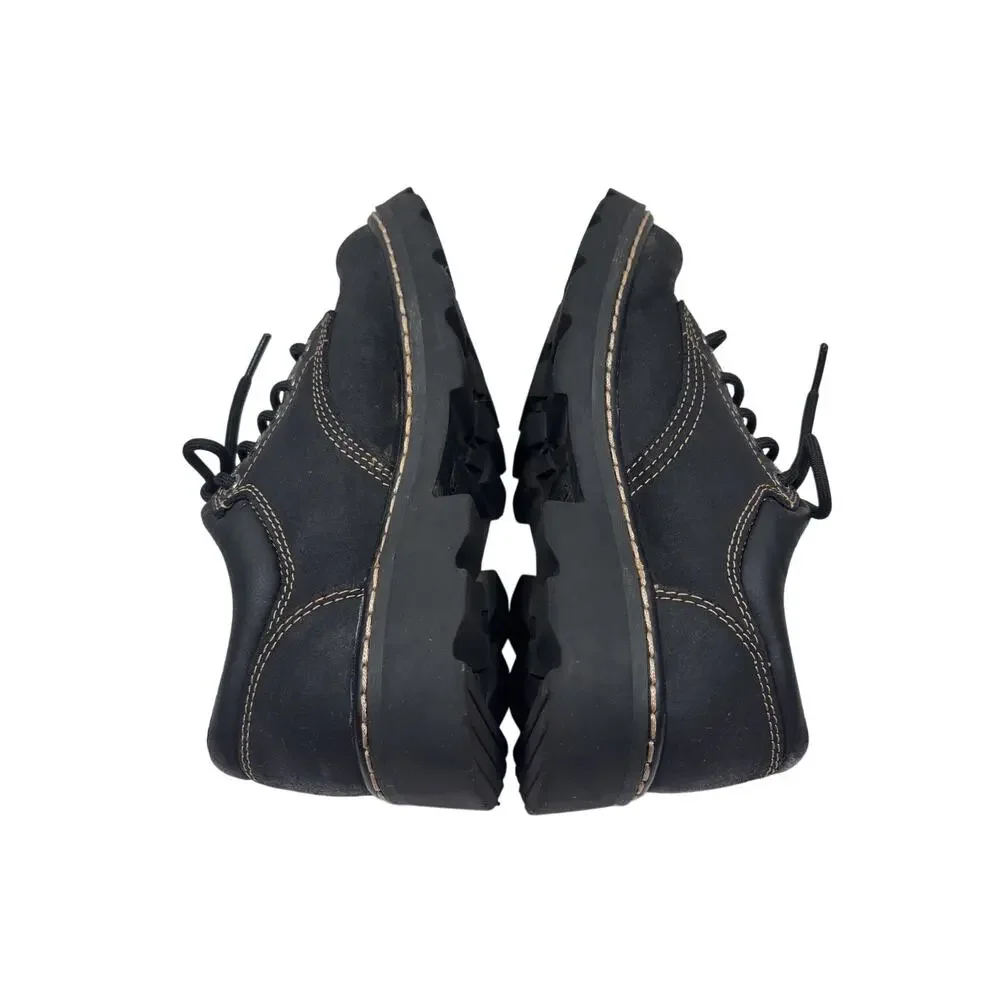 Skechers Parties - Mate Oxford Shoes Womens 8 Black Leather Lace Up Lug Sole Y2K